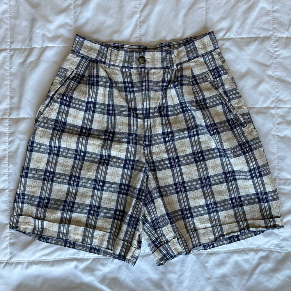 Wide Leg High Waisted Plaid Shorts
